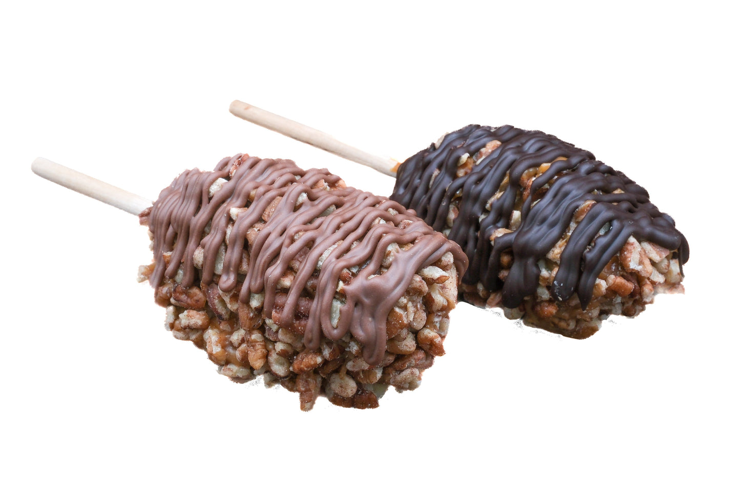 Marshmallow caramel pecan puff with chocolate drizzle and toasted nuts
