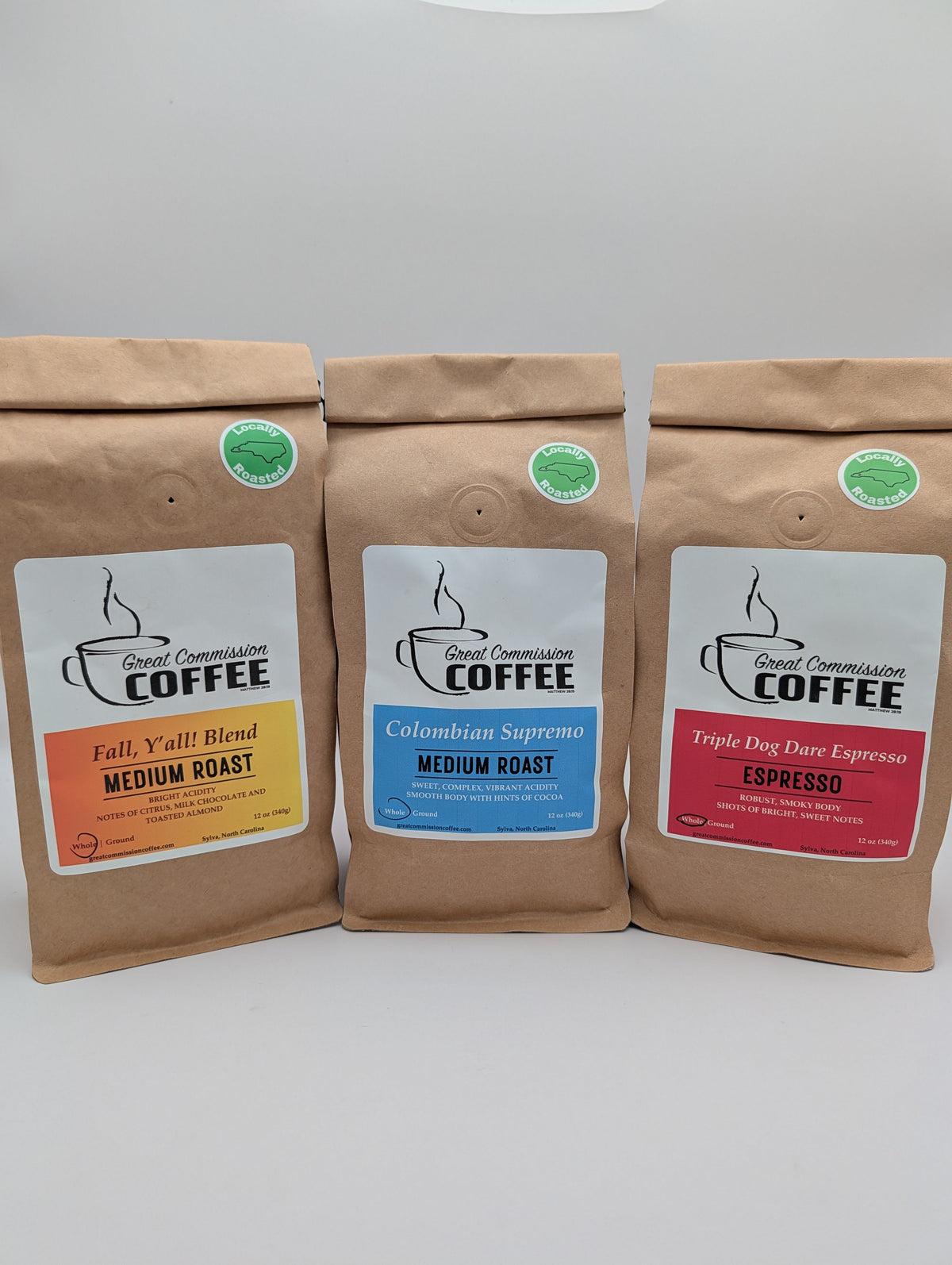 Whole bean coffee and espresso collection from The Chocolate Shoppe and Honey Bears Bakery