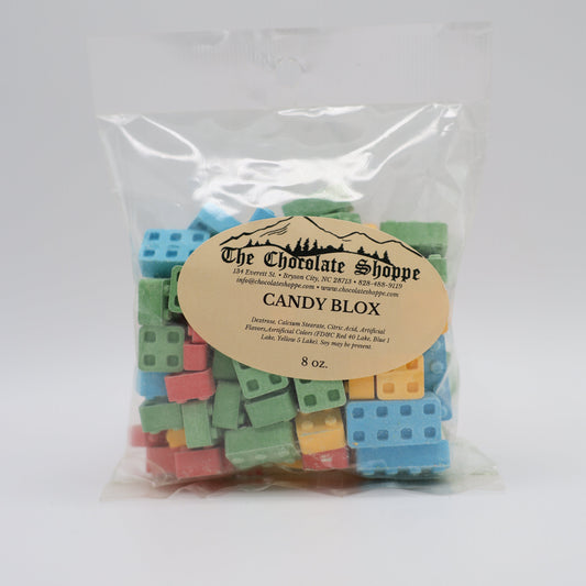 Hard candy building blocks that snap together like toy bricks