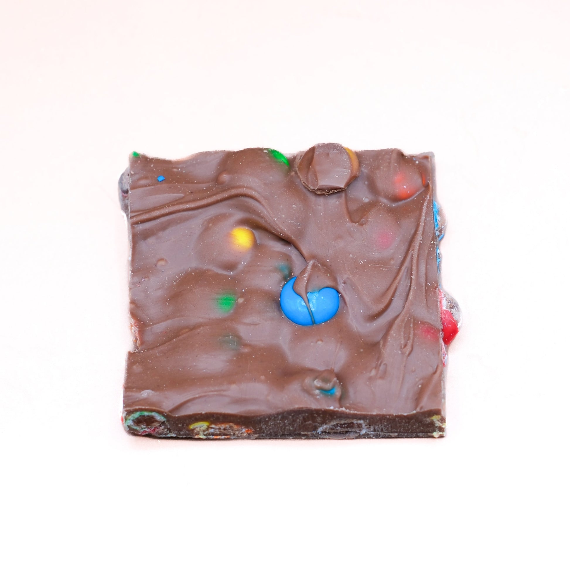 M&M chocolate bark with candy pieces and premium chocolate