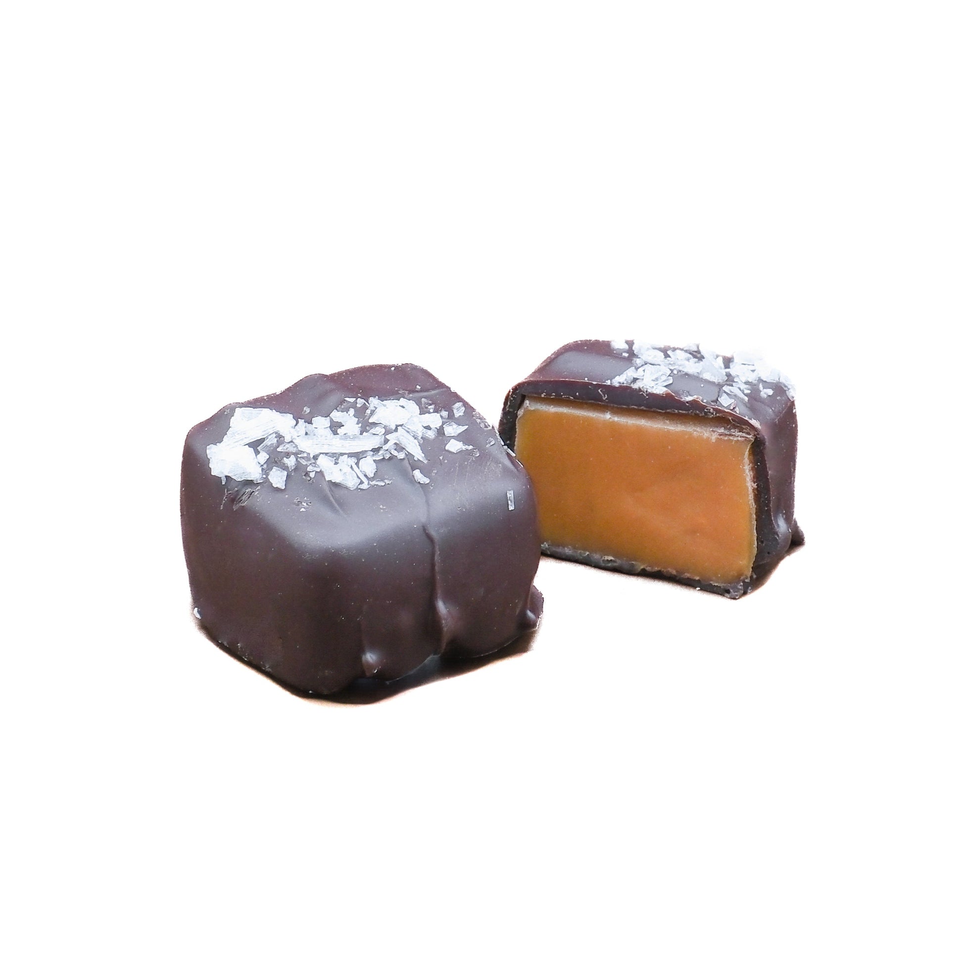 Gourmet sea salt caramel coated in premium chocolate