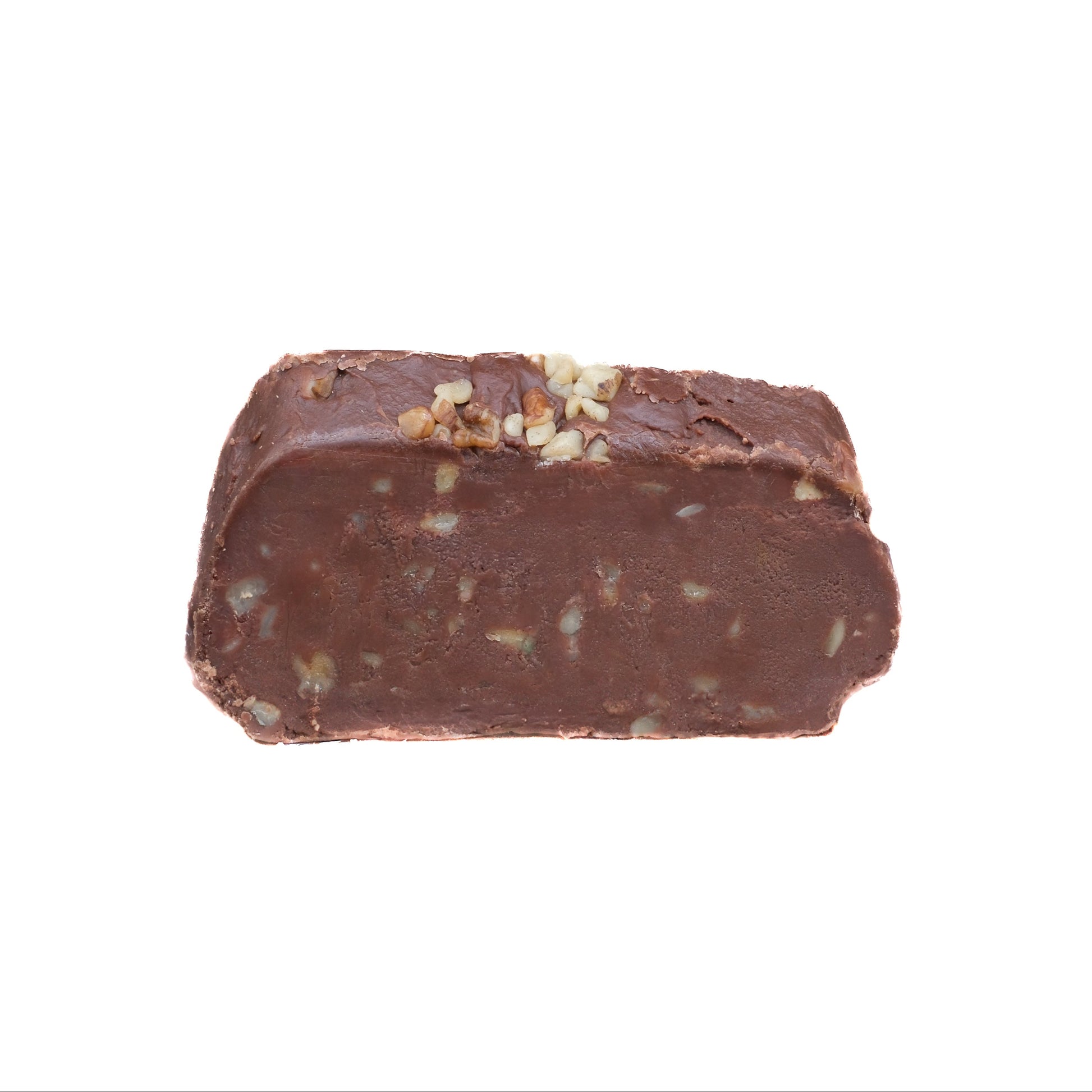 Chocolate walnut fudge with toasted walnuts and rich cocoa