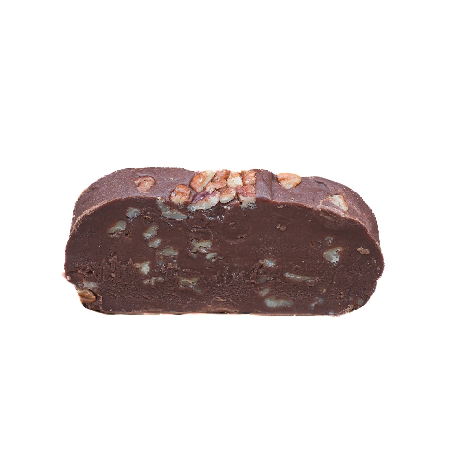 Chocolate pecan fudge with toasted pecans and rich cocoa