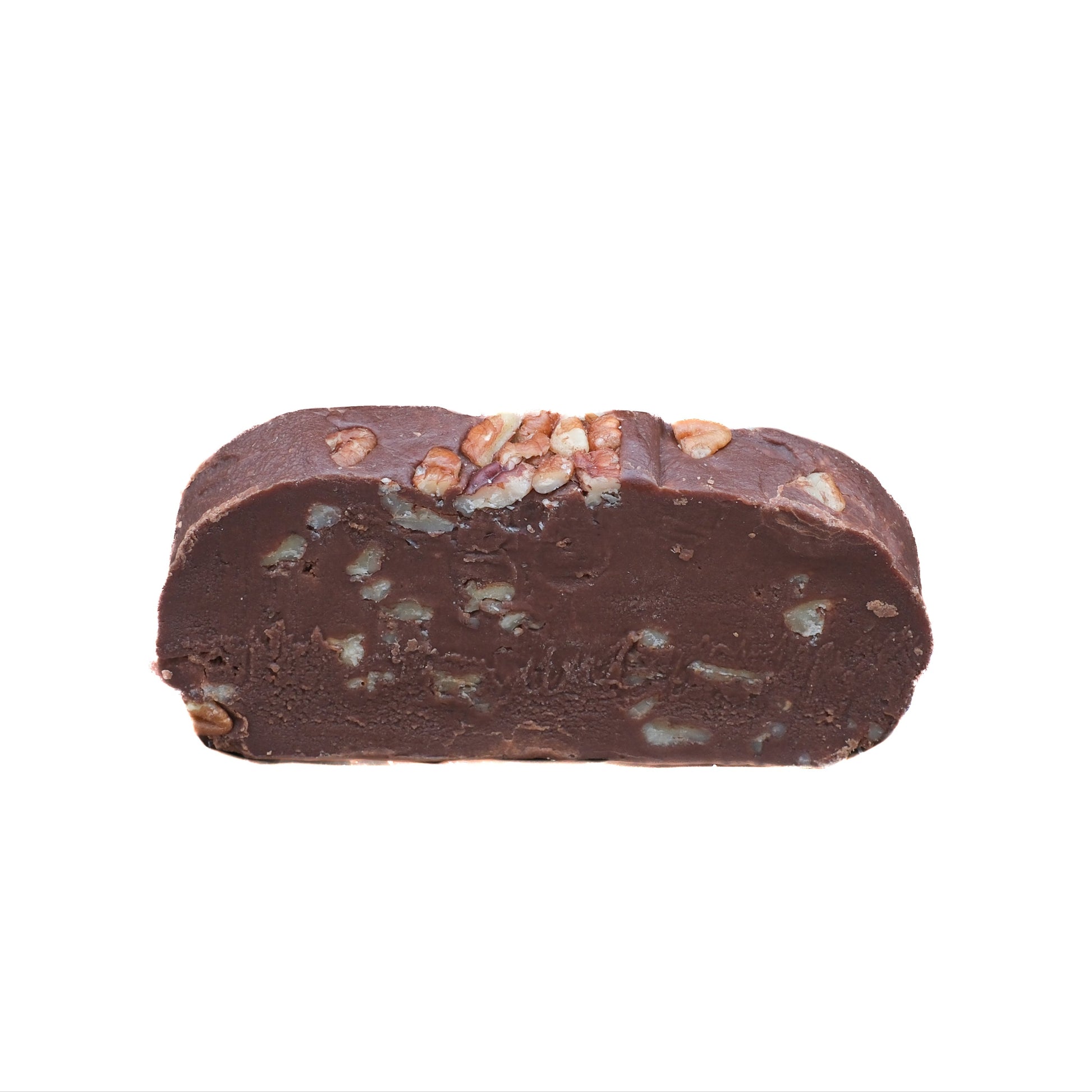 Chocolate pecan fudge with toasted pecans and rich cocoa