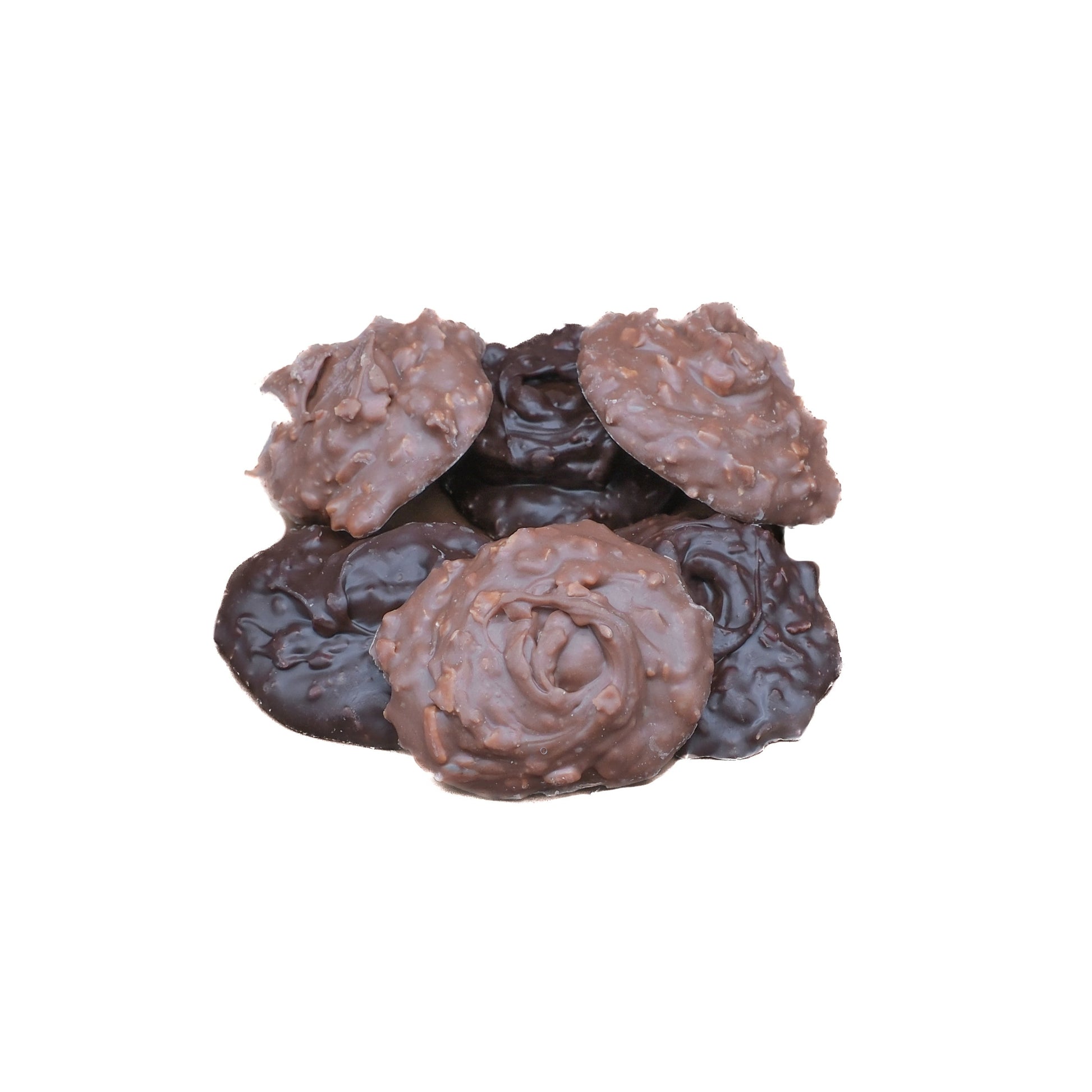 Chocolate coconut clusters with toasted coconut and rich chocolate