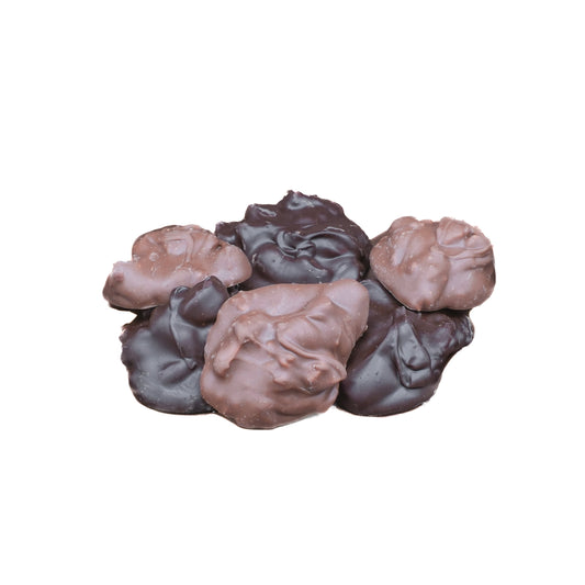 Handcrafted chocolate almond clusters with roasted almonds