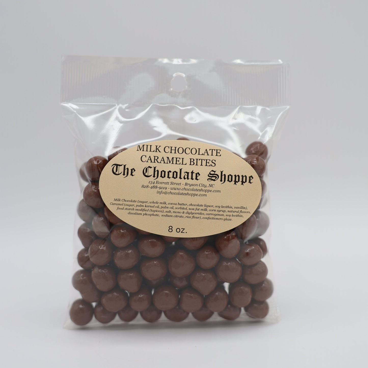 Chocolate covered caramel bites with soft buttery caramel center