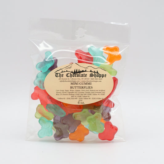 Colorful mini butterfly shaped gummi candies