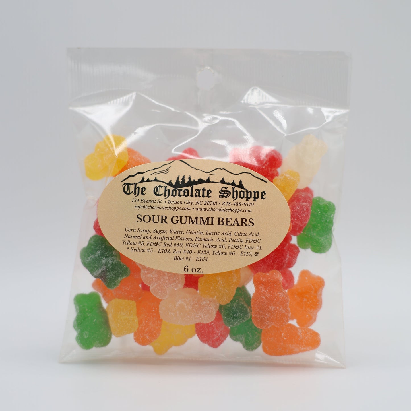 Colorful sour gummi bears coated in tangy sugar