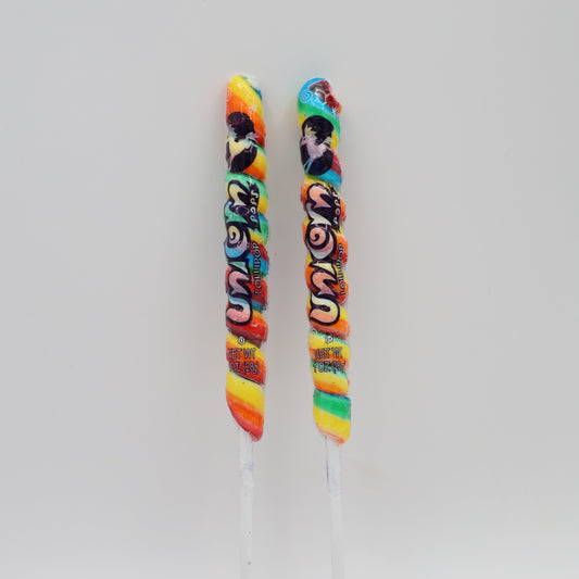 Large unicorn shaped lollipop with colorful hard candy design