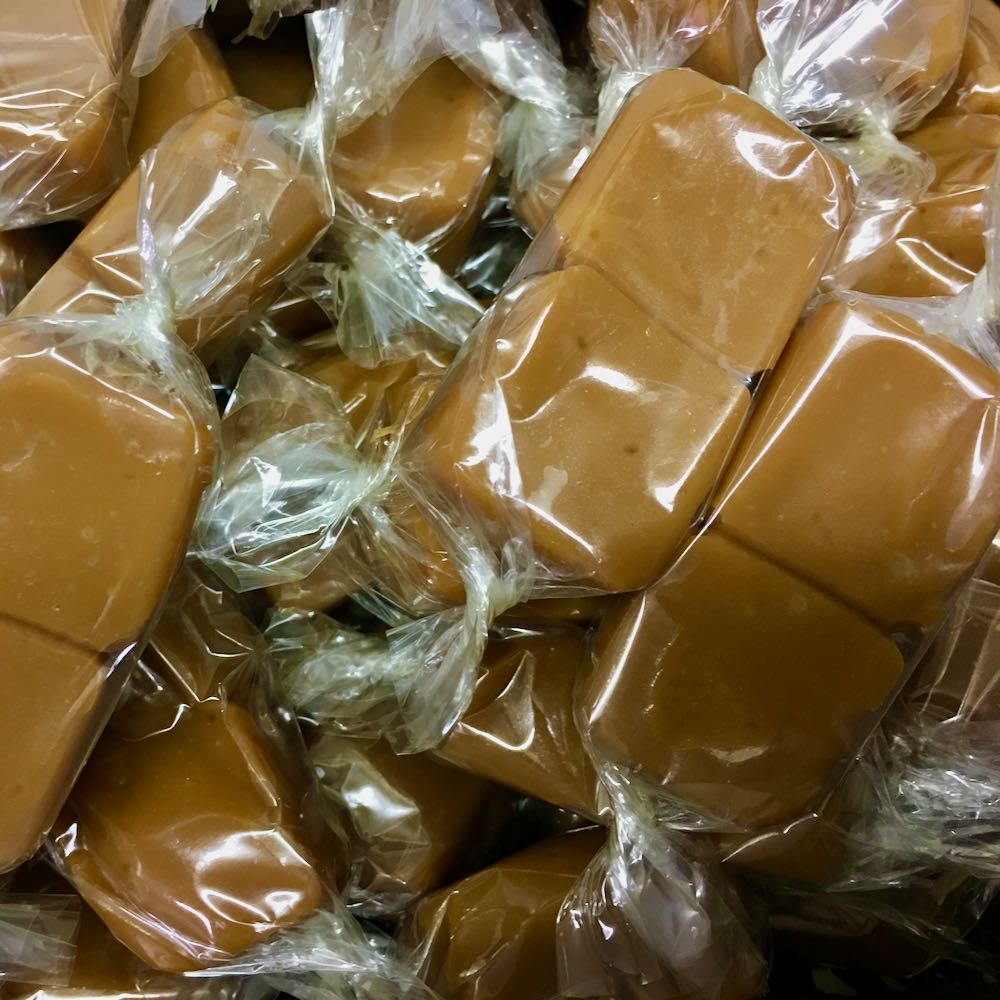 Soft caramel chews with rich buttery flavor